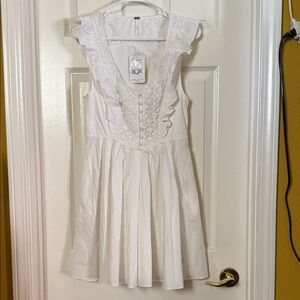 Free People White Dress with Lace and Ruffles